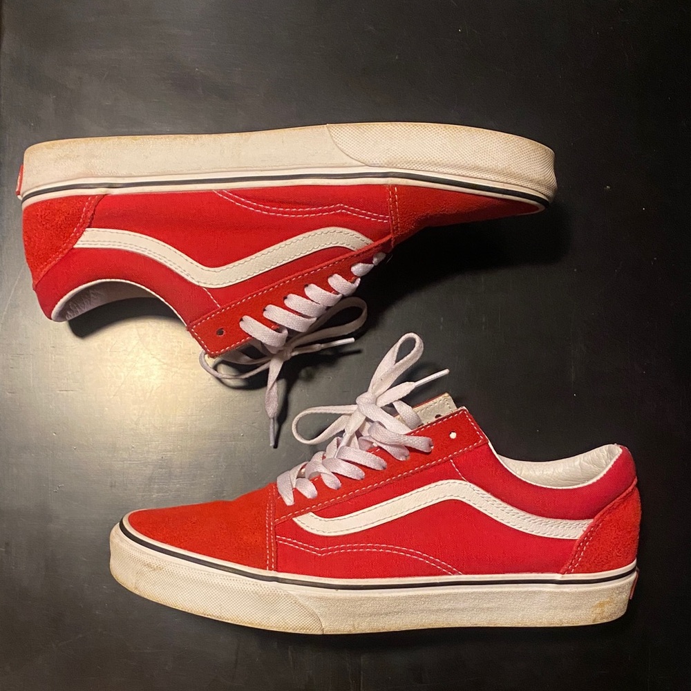 Vans Old Skool Racing Red and True White Sneakers size 9.5 mens